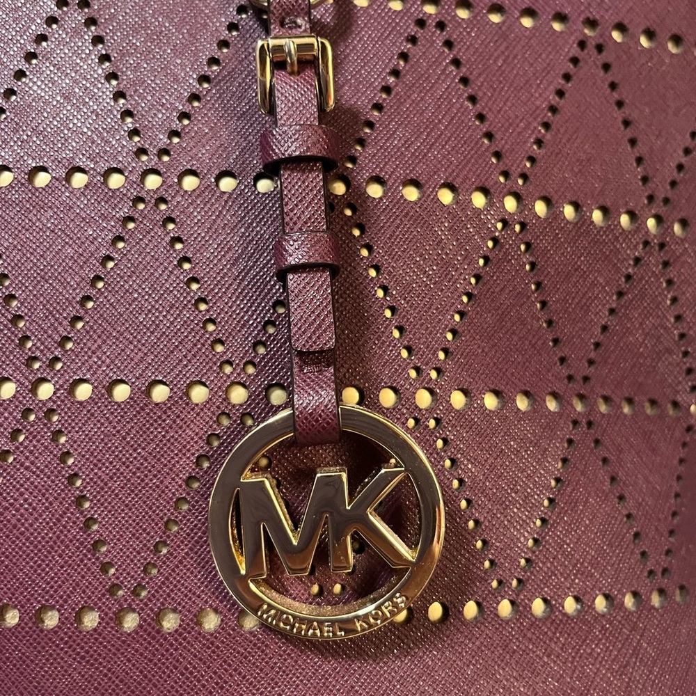 Michael Kors Plum Tote with Gold Accents - Picture 2 of 9